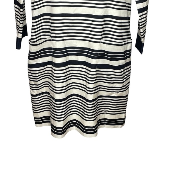 J.CREW Jules Striped Shift Dress 100% Silk Lined Navy Blue & Cream Womens SZ 12 - Picture 6 of 11